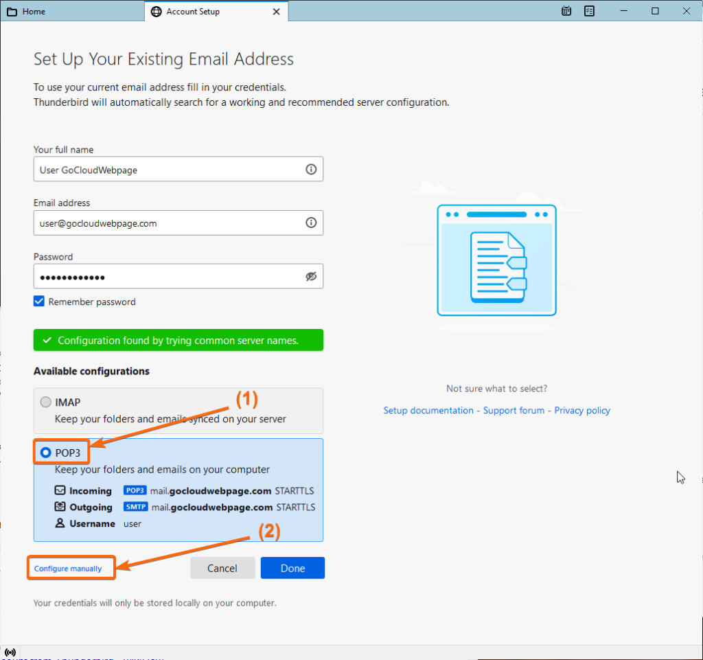 how to set up pop3 in mailbird lite