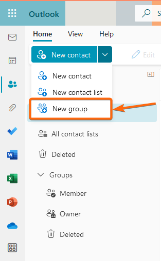 create email group in outlook - add new group